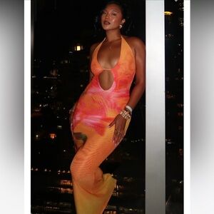 NWOT White Fox Bets Are Off Maxi Dress Sunset Floral Size Large